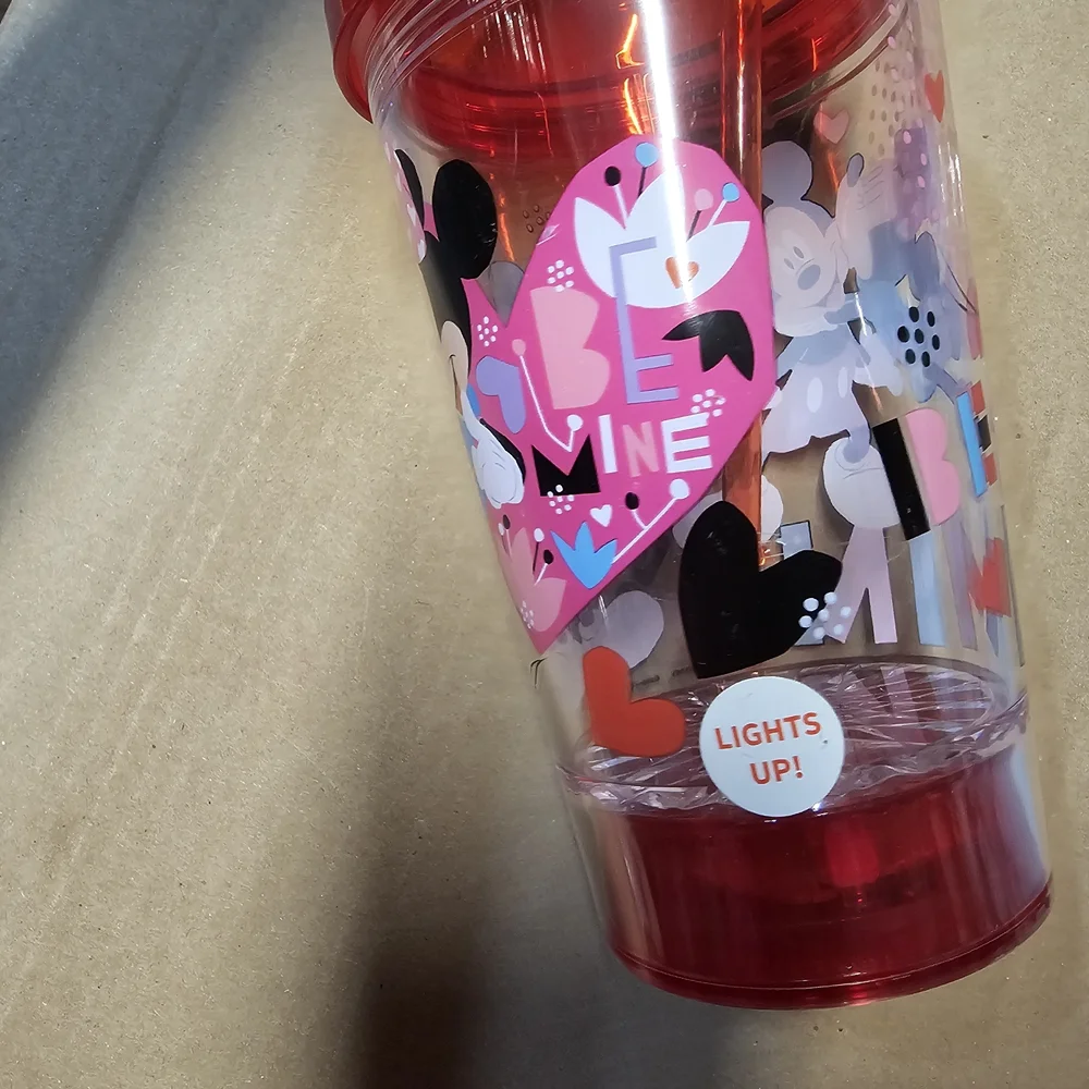 Kcare Disney Red‎ Minnie & Mickey Ear-Topped Plastic Tumbler with Straw